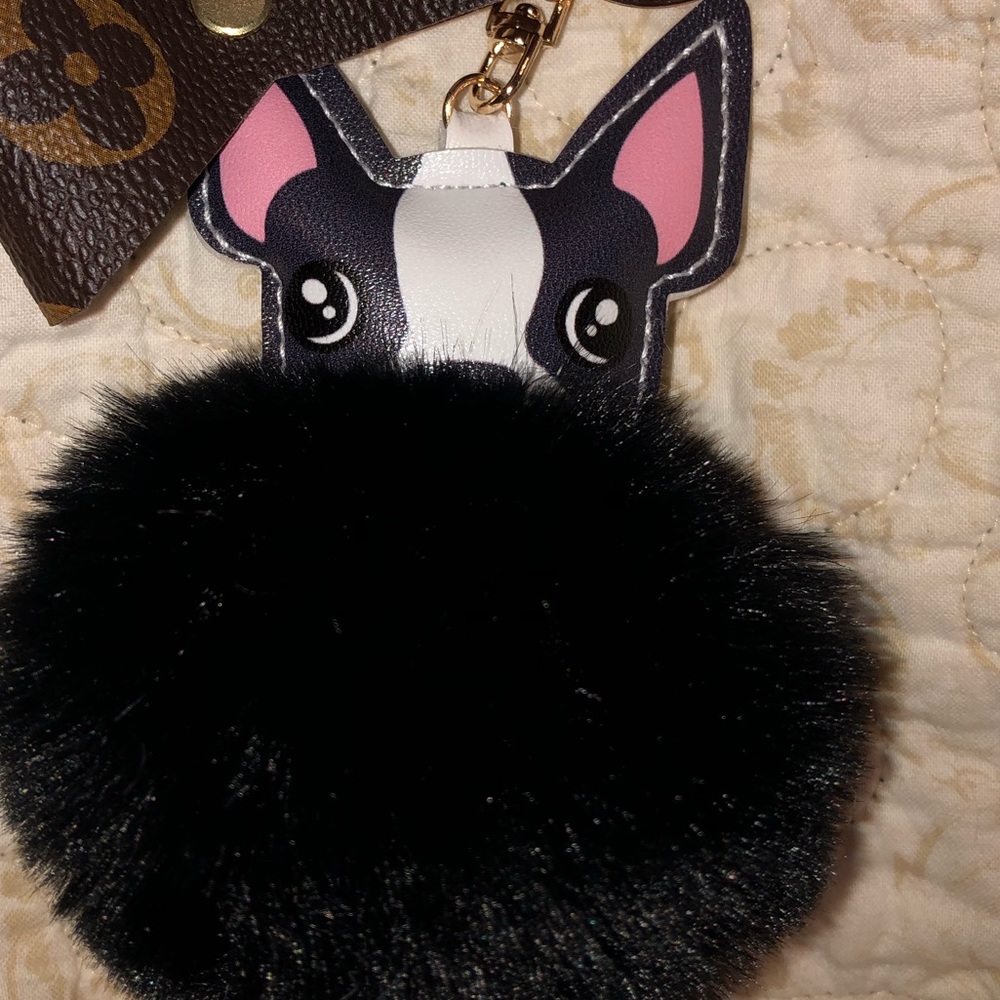 Dog keychain, Fur pom pom, Purse Charm